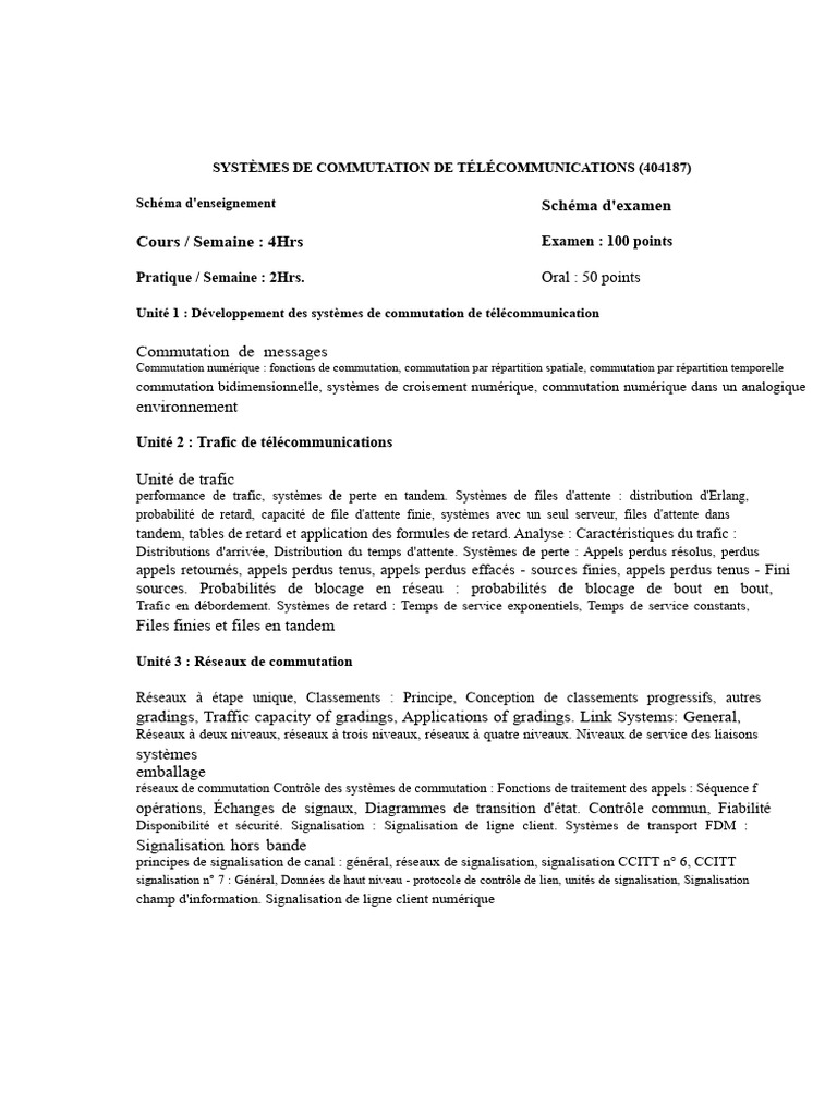 Systèmes de Commutation Télécommunication | PDF | Commutateur ...