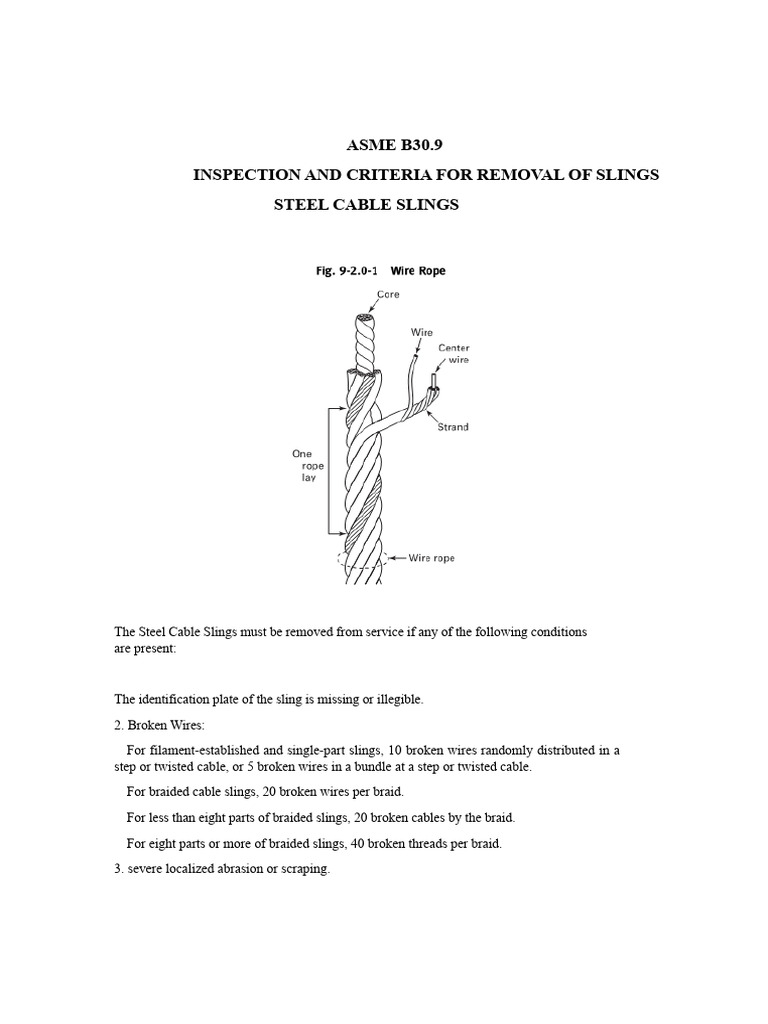 Criteria For Removal of Steel Wire Rope According To ASME B30.9 | PDF