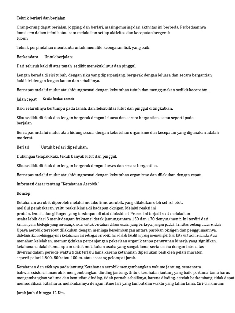 Teknik Berlari Dan Berjalan PDF