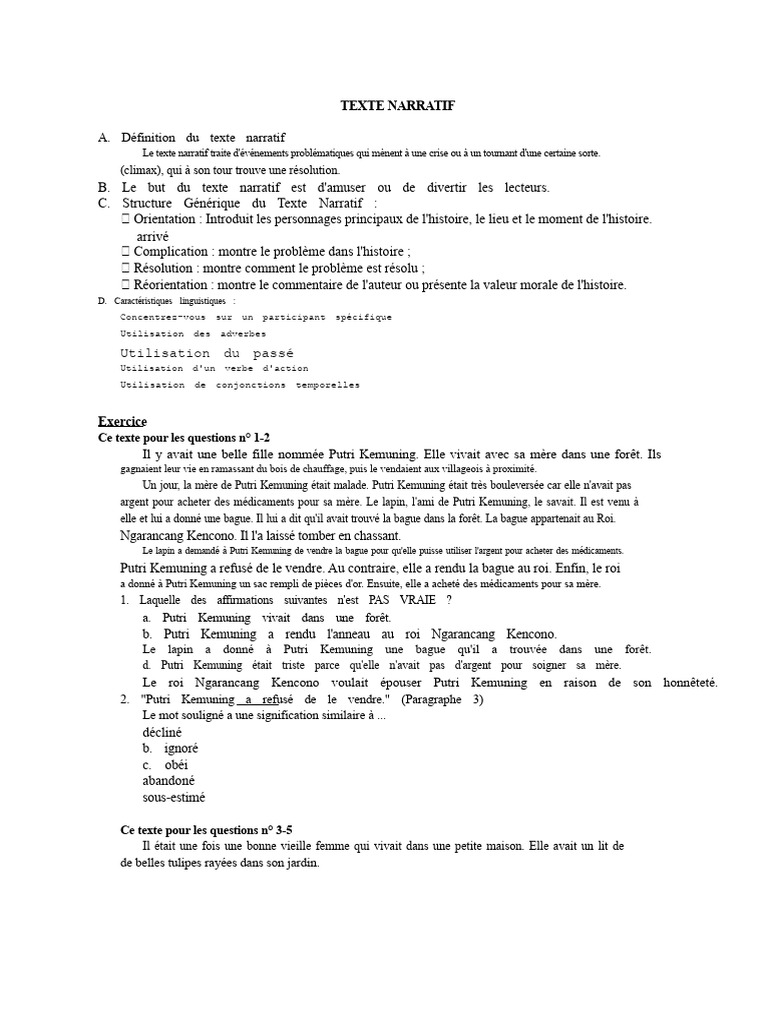 Comprendre le texte narratif | PDF | Fées
