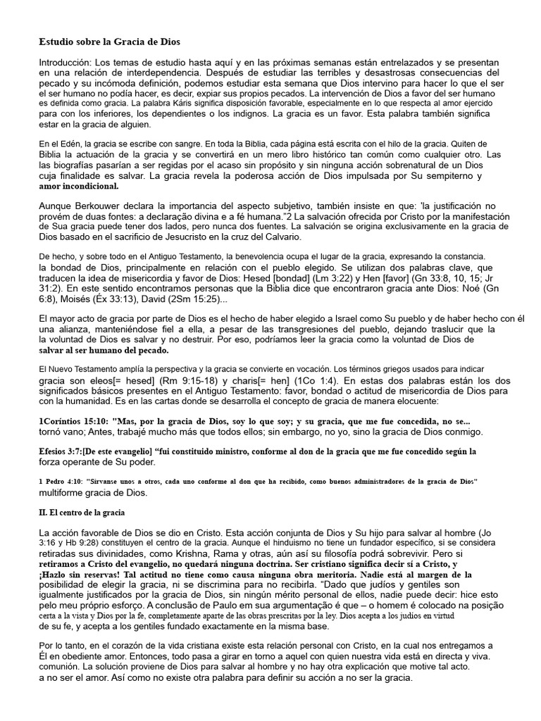 Estudio sobre la Gracia de Dios | PDF | Gracia divina | Cristo (título)