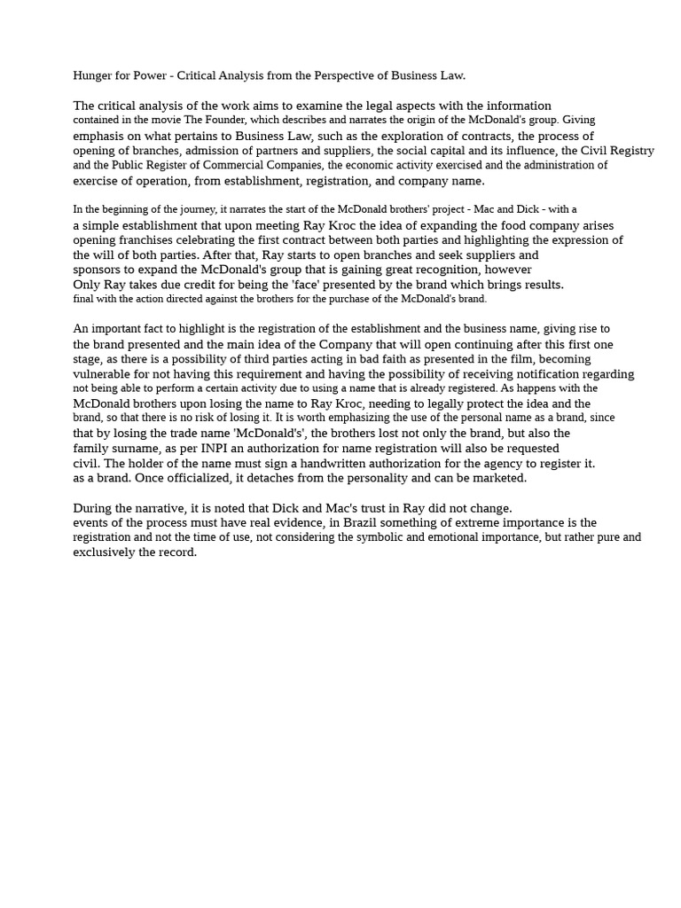 Hunger For Power - Critical Analysis From The Perspective of Business ...