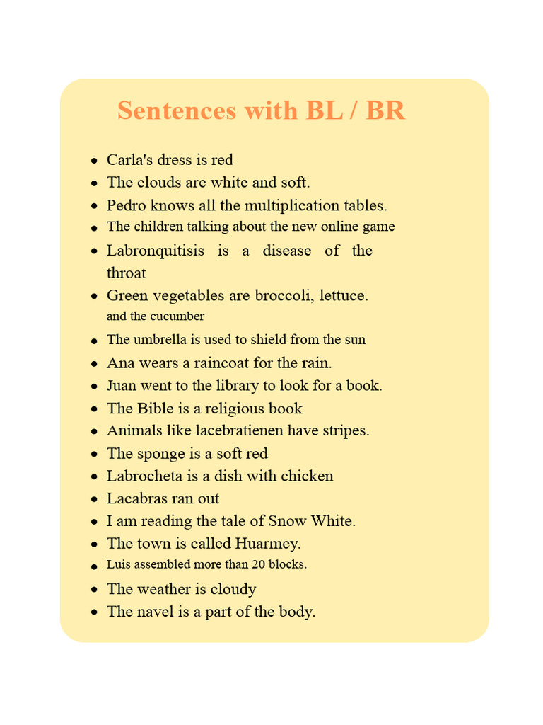 BL-BR-CL-CR Sentences | PDF
