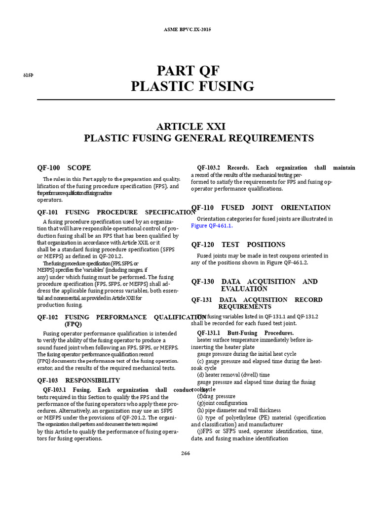 ASME BPVC IX-2015: Plastic Fusing Guide | PDF | Pipe (Fluid Conveyance ...