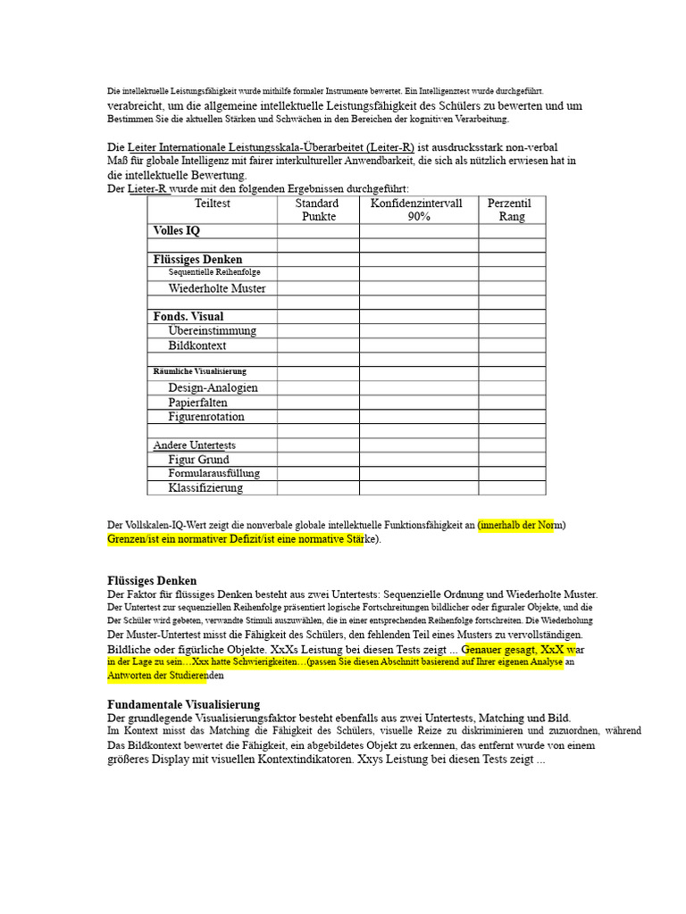 8 Kognitive Vorlage - Leiter-R | PDF