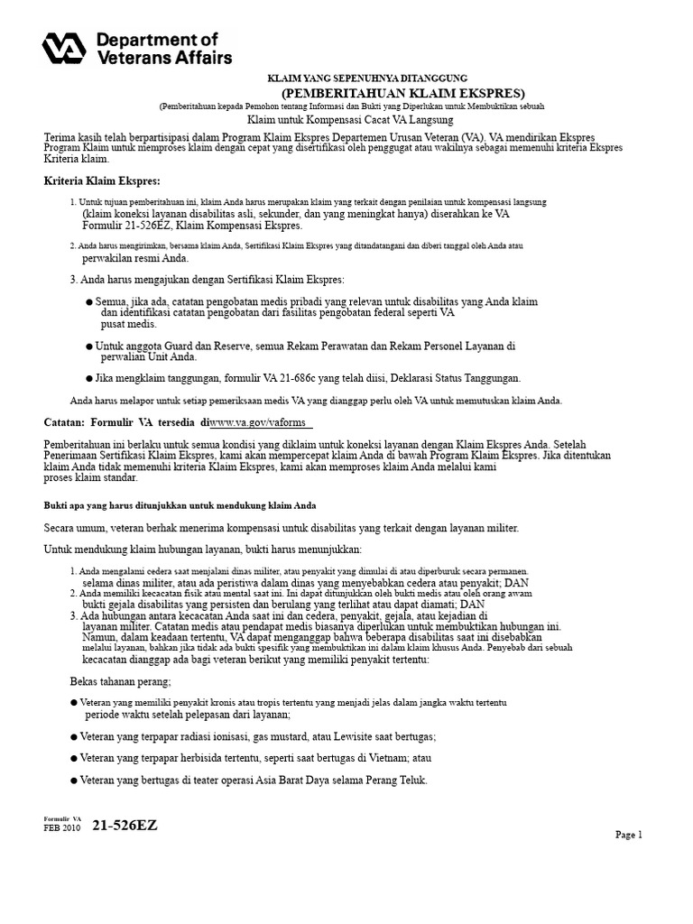 Va Form 21-526ez | PDF