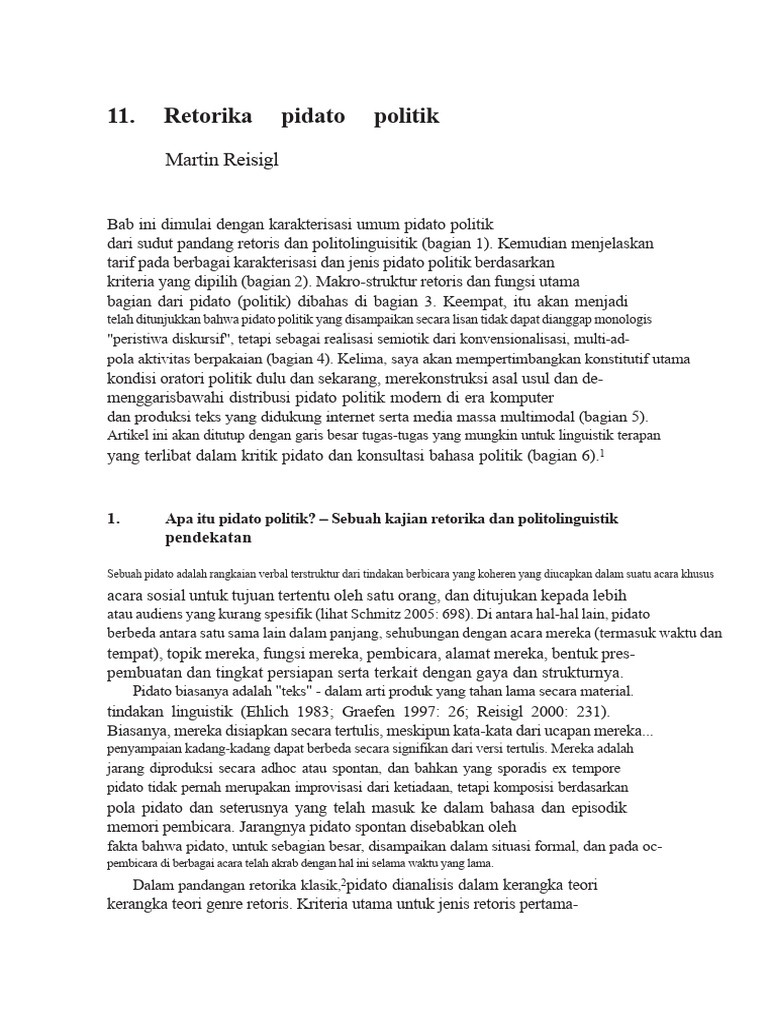 Retorika Pidato Politik: Analisis dan Jenis | PDF