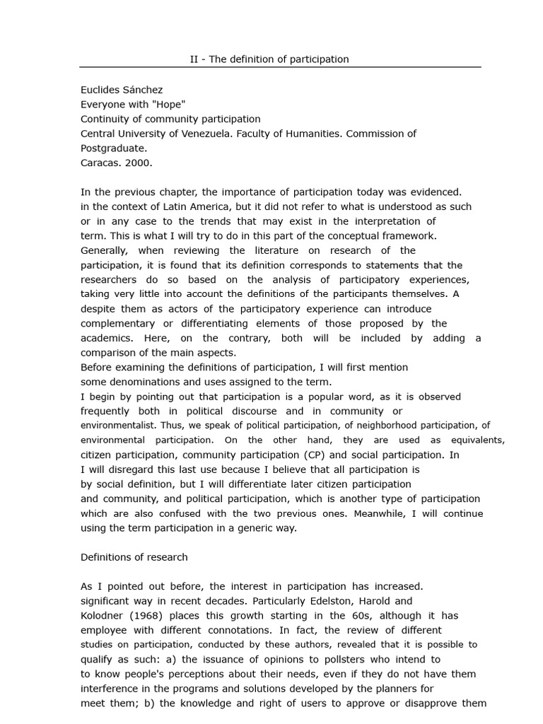 Defining Participation in Communities | PDF | Decision Making | Experience
