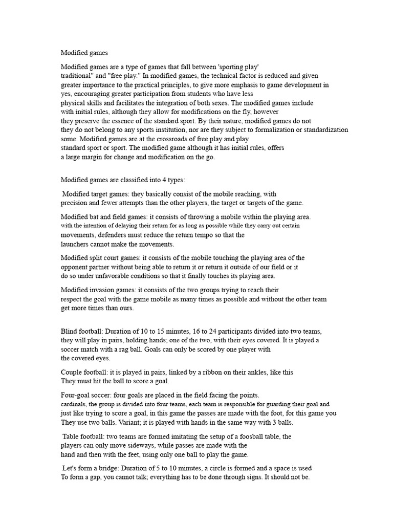 Understanding Modified Games | PDF | Sports