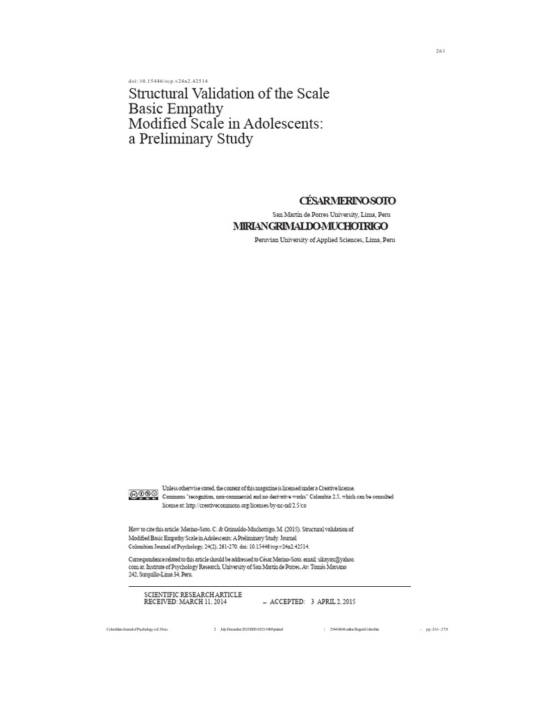 Validation of Basic Empathy Scale for Teens | PDF | Empathy | Factor ...
