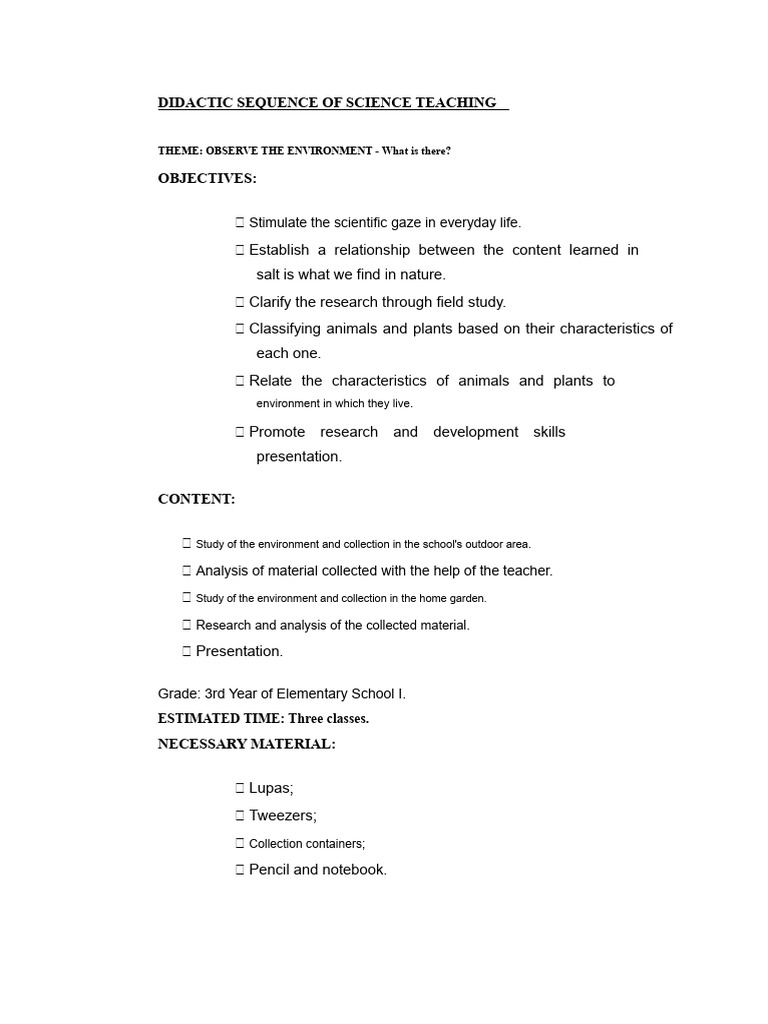 Teaching Sequence of Science Education | PDF