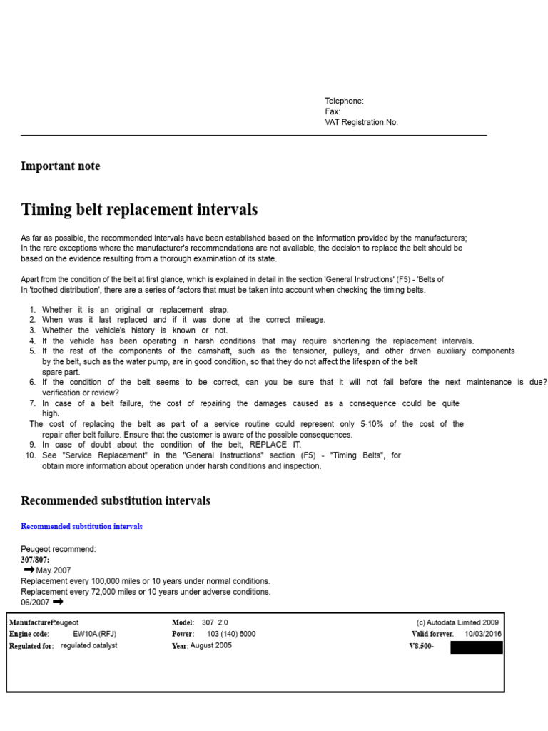 Peugeot 307 2.0 HDi Timing Belt Guide | PDF | Belt (Mechanical) | Screw