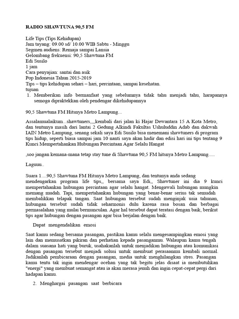 Radio Broadcast Script UAS | PDF