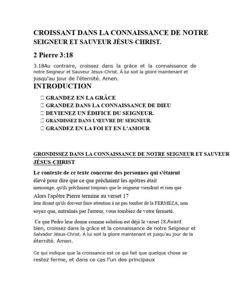 Croître dans la connaissance de Dieu | PDF | Dieu | Jésus