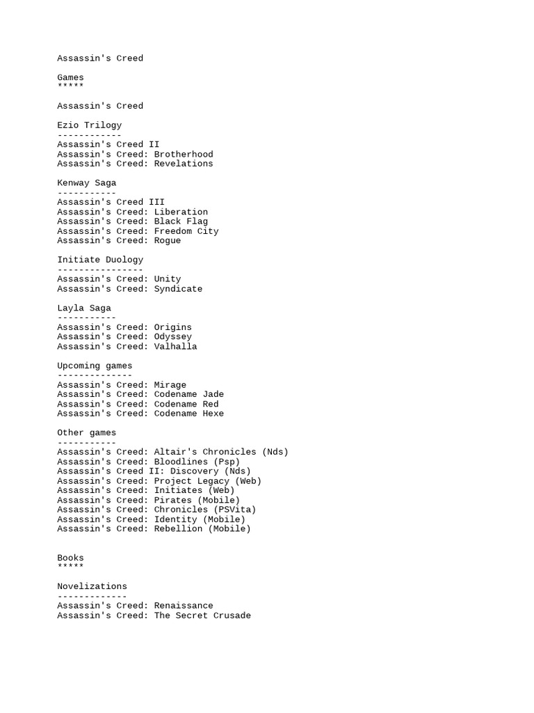 Assassin's Creed: Game and Novel Overview | PDF | Parkour Video Games ...