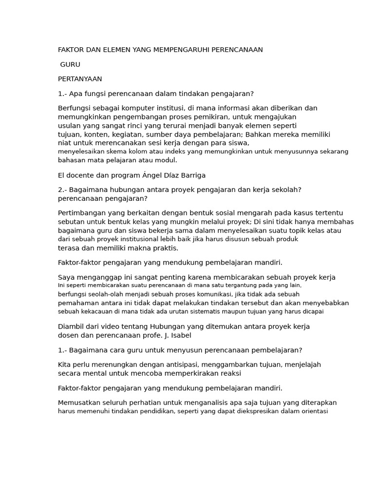 Faktor Kunci dalam Perencanaan Pengajaran | PDF