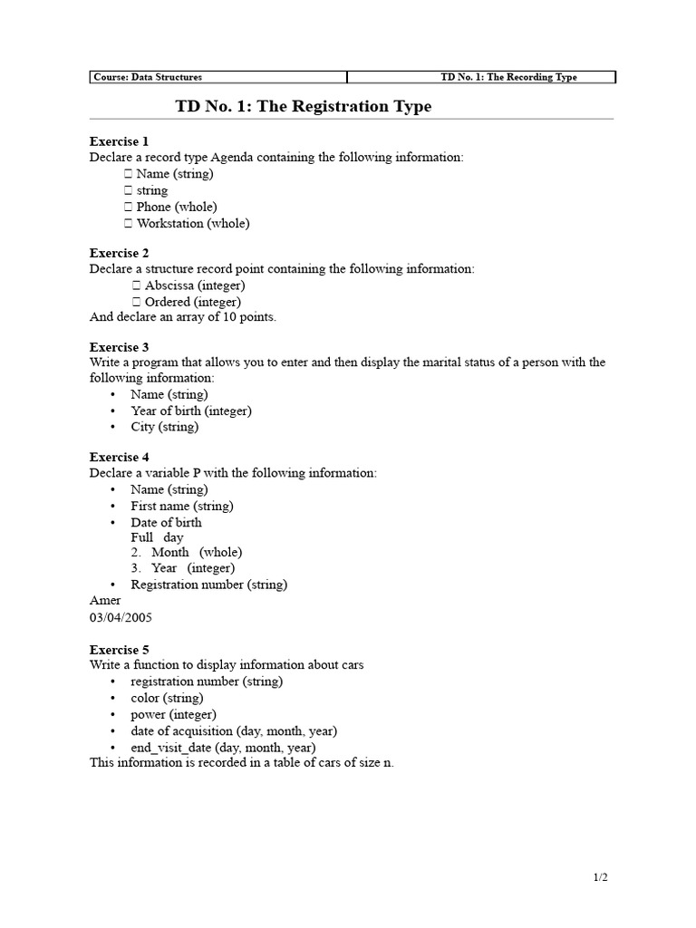 Data Structures Exercises and Solutions | PDF | String (Computer ...