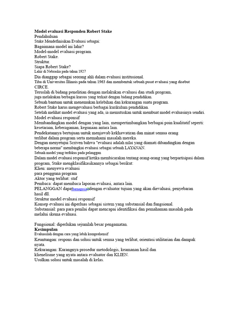 Model Penilaian Responsif Robert Stake | PDF