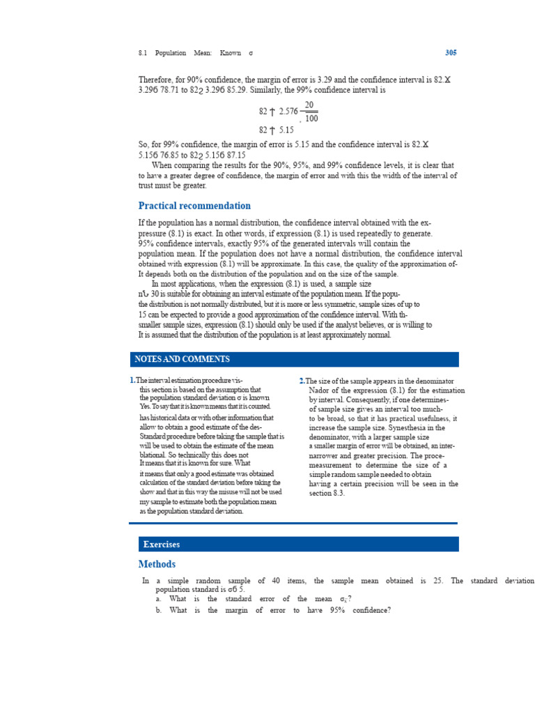 Confidence Intervals for Population Mean | PDF | Sample Size ...