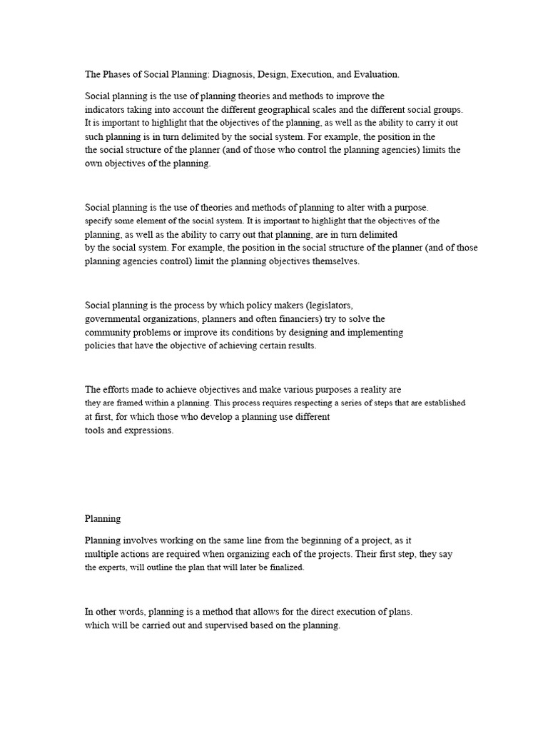 The Phases of Social Planning | PDF | Planning | Goal