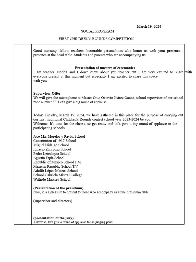 Children's Rounds Social Program | PDF | Dances