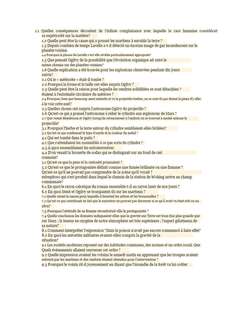 Conséquences de l'invasion martienne | PDF | La guerre des mondes ...