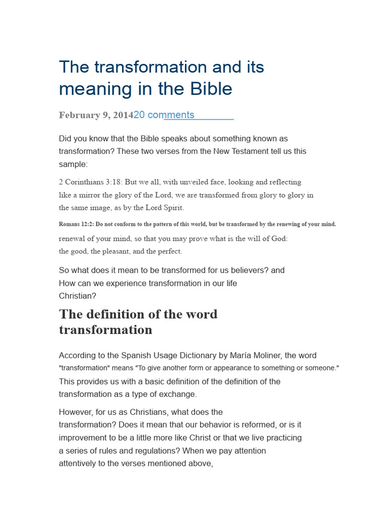 Biblical Meaning of Transformation | PDF | Jesus | Salvation