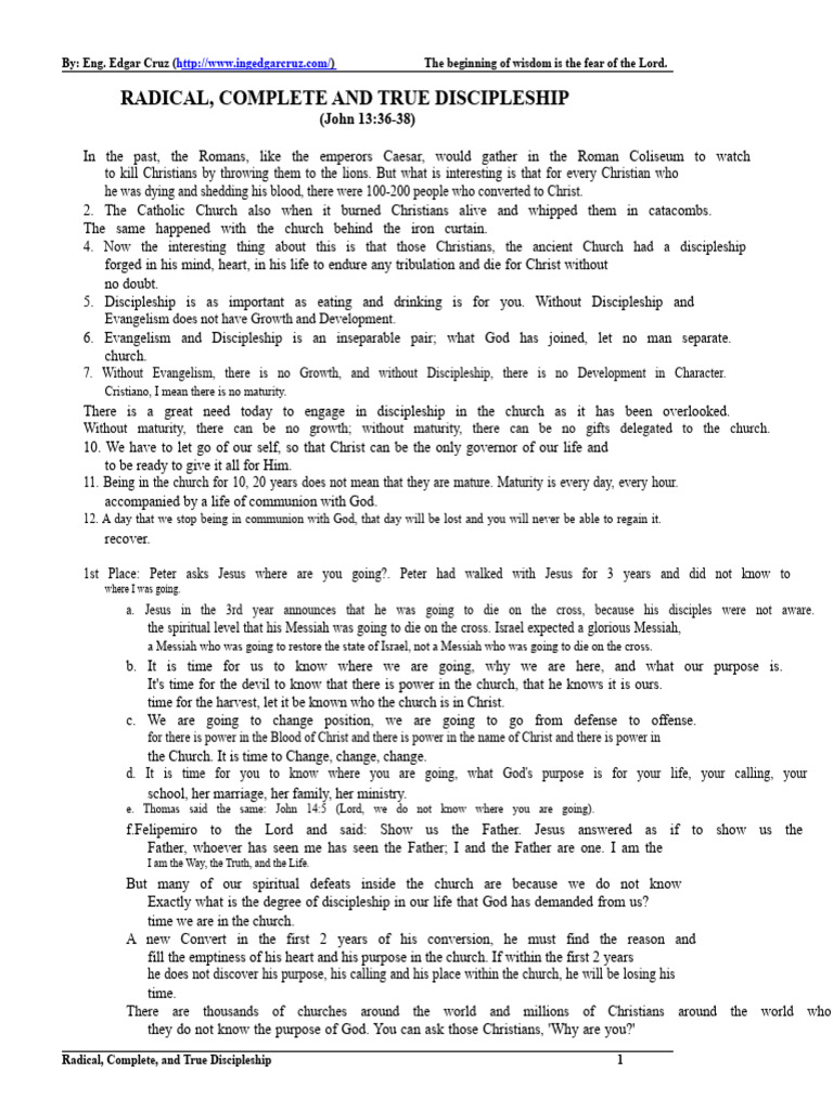 True Discipleship in Christianity | PDF | Jesus | Disciple (Christianity)