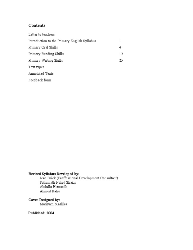 Primary English Syllabus Overview | PDF