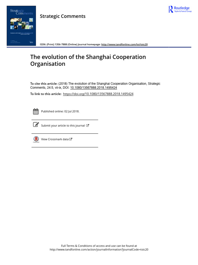The Evolution of The Shanghai Cooperation Organisation 2018 | PDF ...