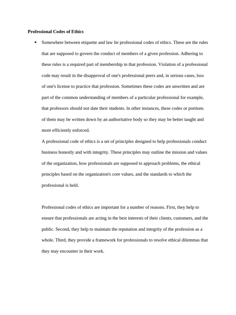Understanding Professional Ethics Codes | PDF | Integrity | Conflict Of ...