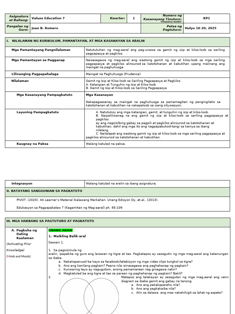 LE-VAL ED Week 1 | PDF