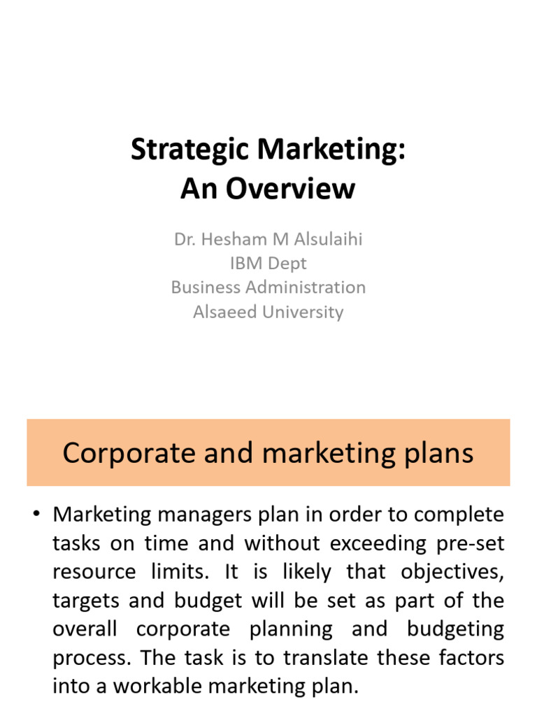 Strategic Marketing Overview and Planning | PDF | Strategic Management ...