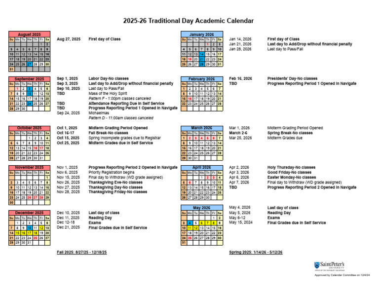 2025-26 Academic Calendar Overview | PDF