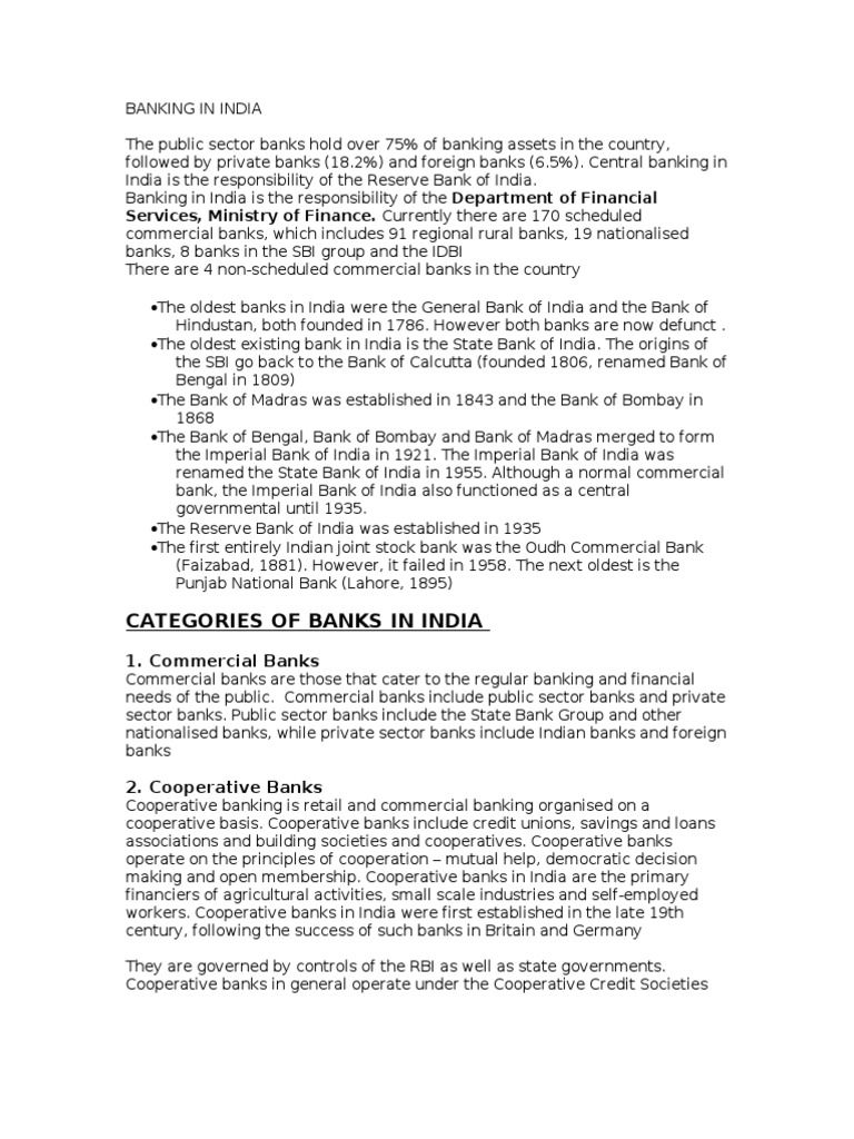 Overview of Banking in India | PDF | Reserve Bank Of India | Cooperative