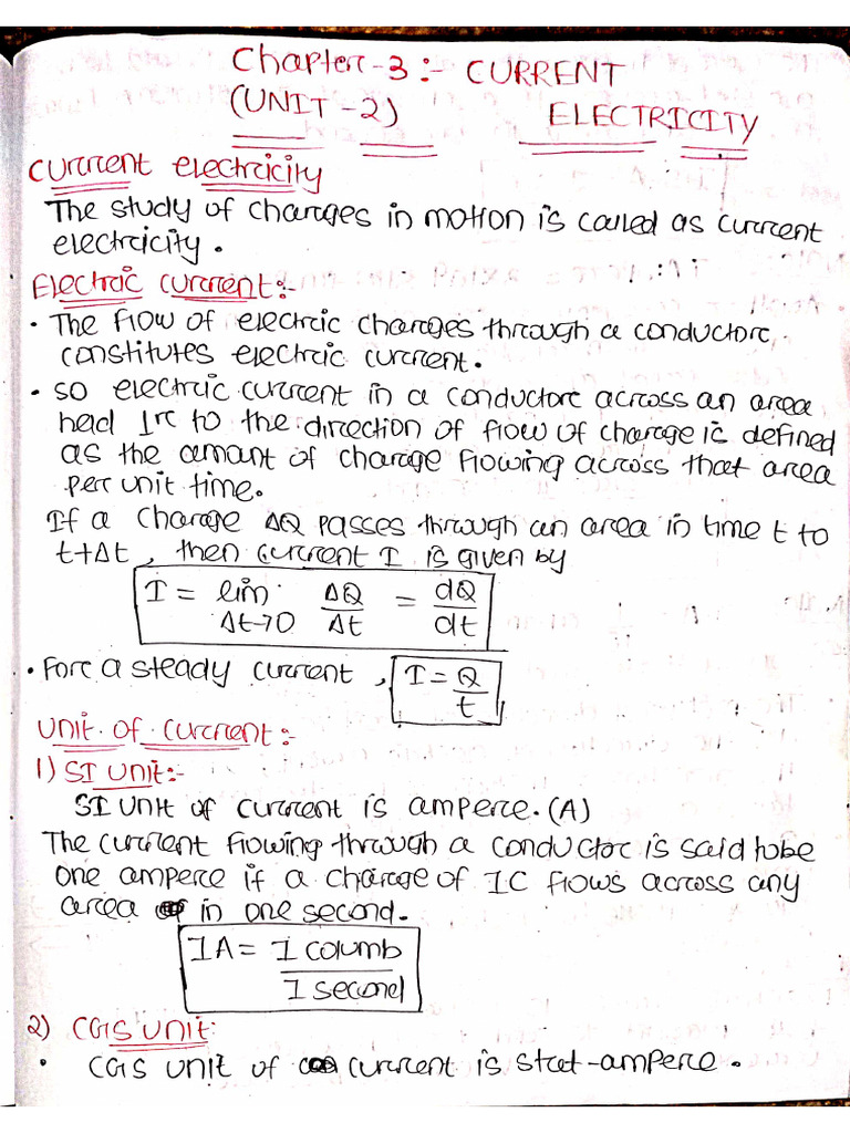 Current Electricity Class 12 Full Note | PDF