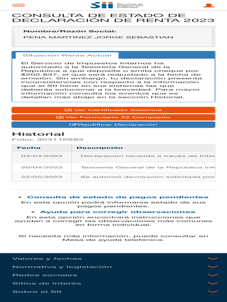Consulta Estado Declaración Renta 2023 | PDF