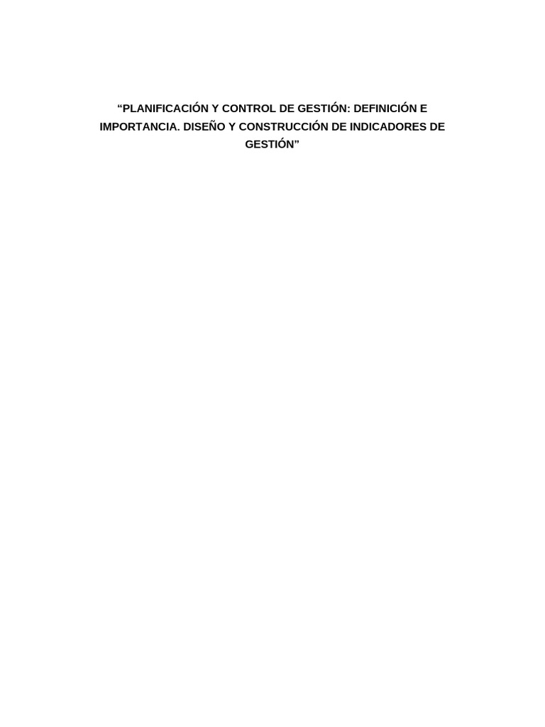 Control y Planificación de Gestión Empresarial | PDF | Planificación ...