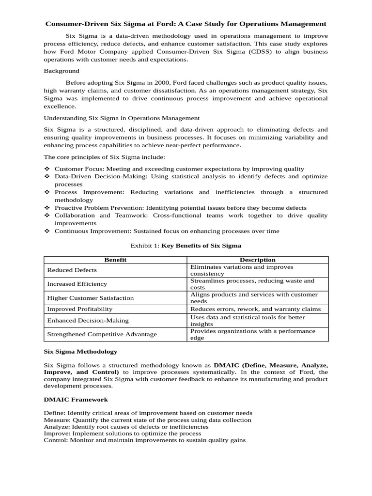 Ford's Six Sigma for Operational Excellence | PDF | Six Sigma ...