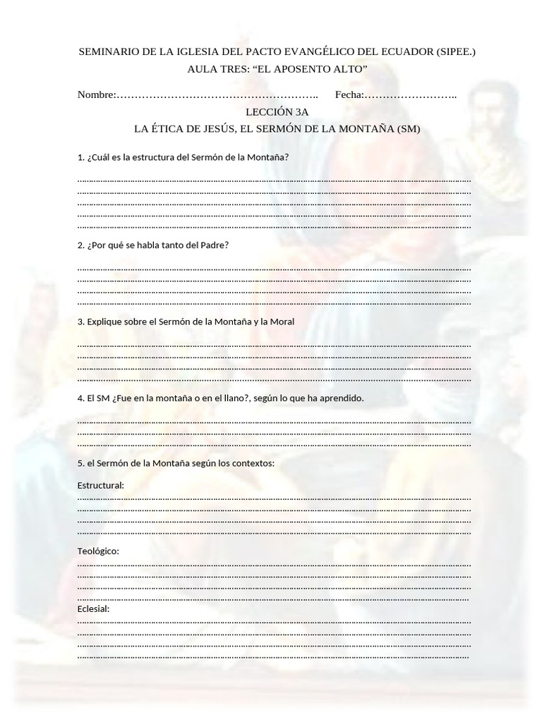 LECCIÓN 3A Las Enseñanzas de Jesús | PDF
