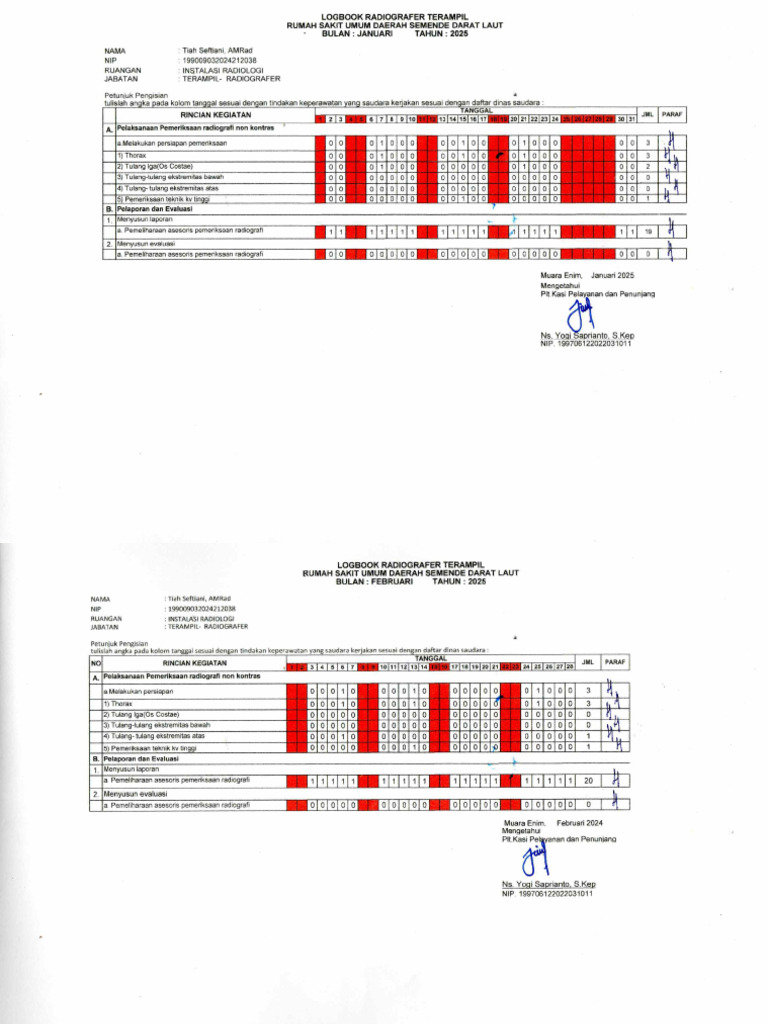 Logbook Radiografer TW 1 | PDF