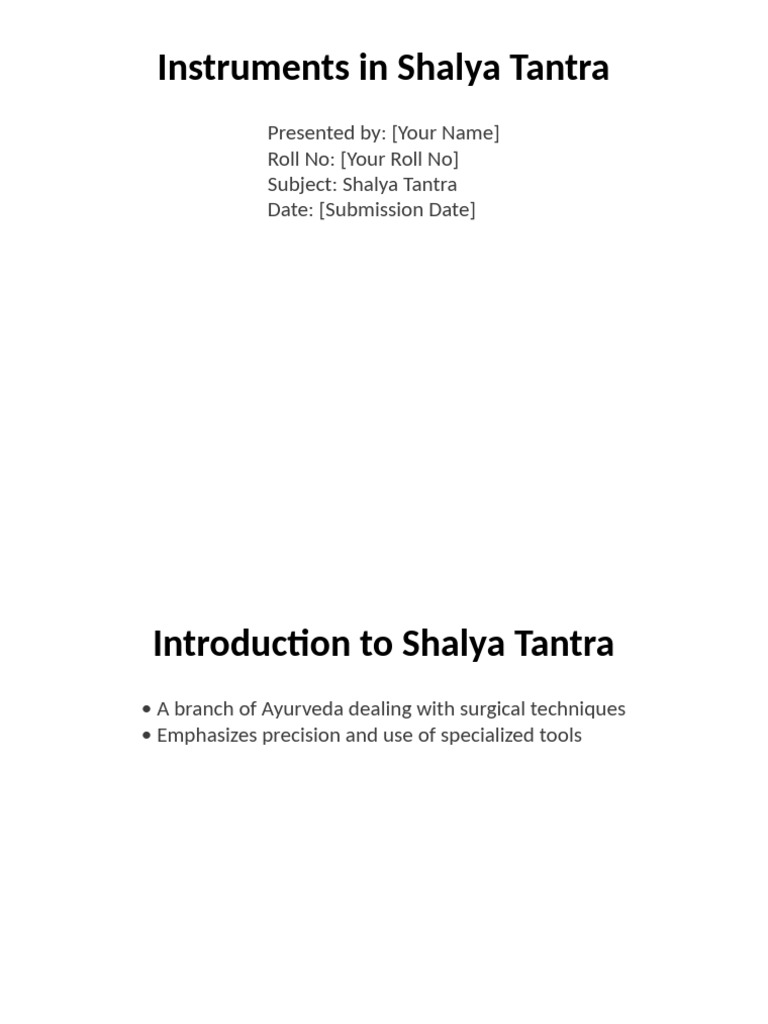 Instruments in Shalya Tantra Overview | PDF