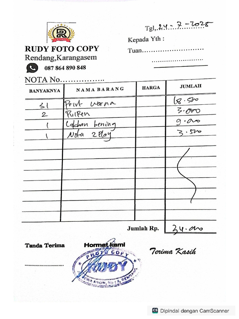 Nota Ngeprint | PDF