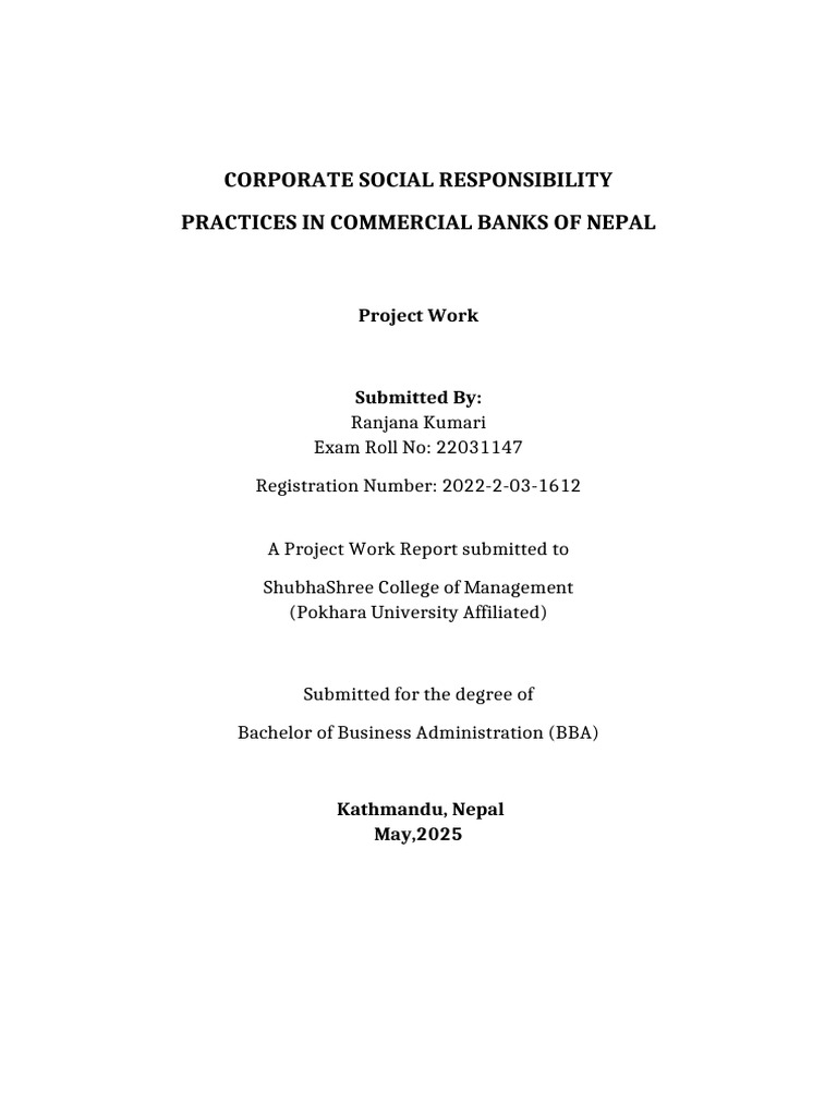 CSR Practices in Nepal's Commercial Banks | PDF | Corporate Social ...