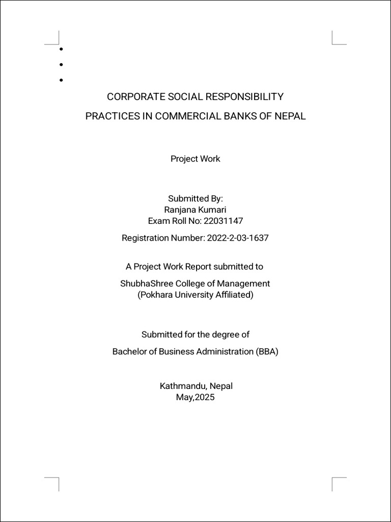 CSR Practices in Nepal's Commercial Banks | PDF | Corporate Social ...