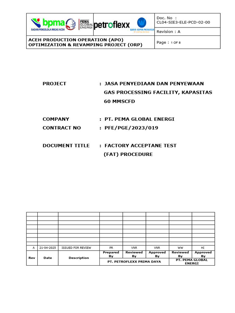 Gas Processing Facility FAT Procedure | PDF | Electrical Wiring ...