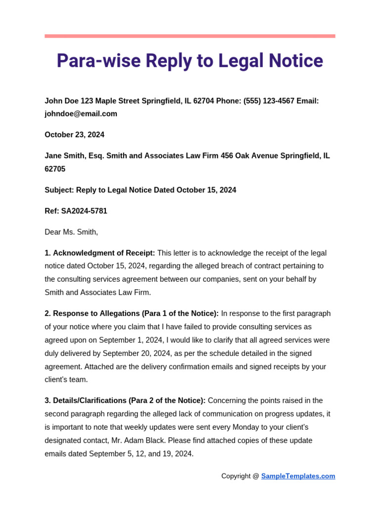 Para-wise Legal Notice Response | PDF | Justice | Crime & Violence