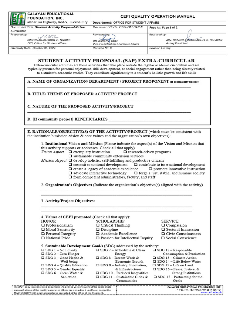 Student Activity Proposal Template | PDF | Sustainable Development ...