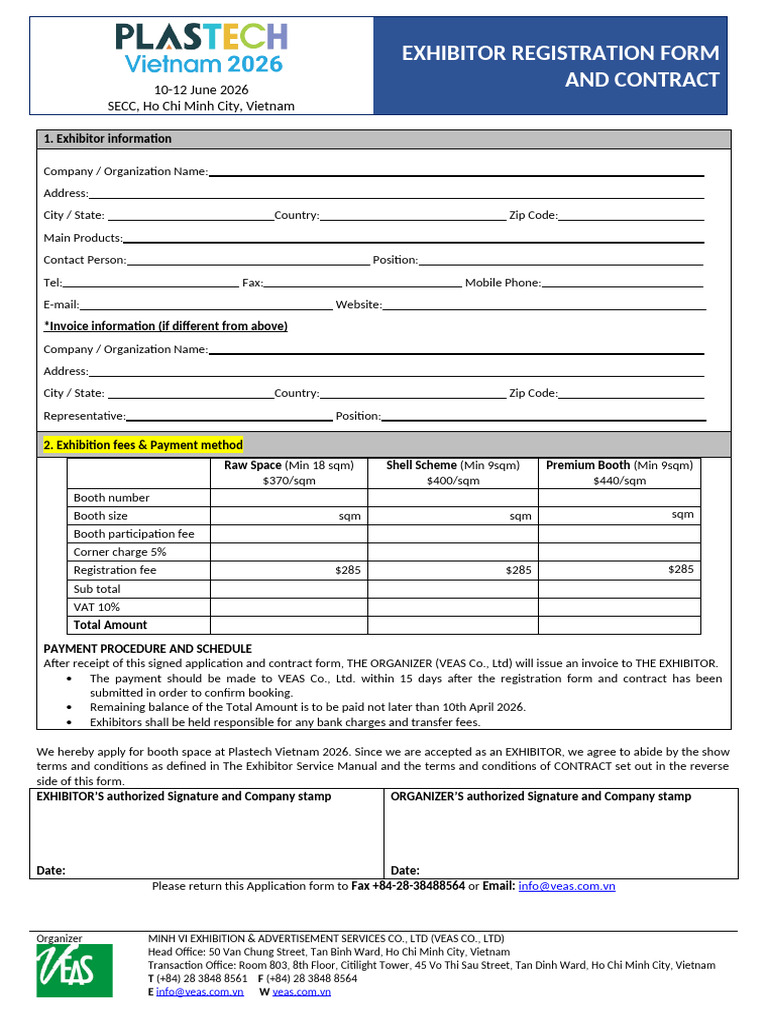Plastech Vietnam 2026 Exhibitor Registration | PDF | Private Law ...