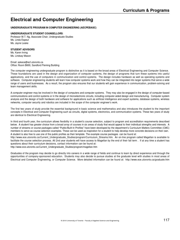 Electrical and Computer Engineering Curriculum & Programs PDF